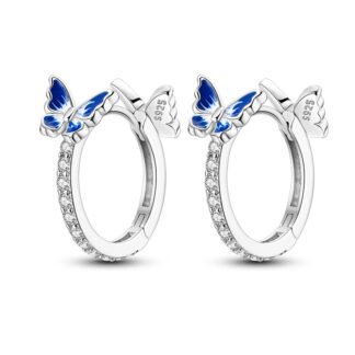 Butterfly Silver Hoop Earrings