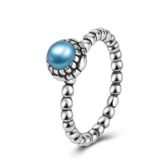 Blue Stone Charm Silver Ring