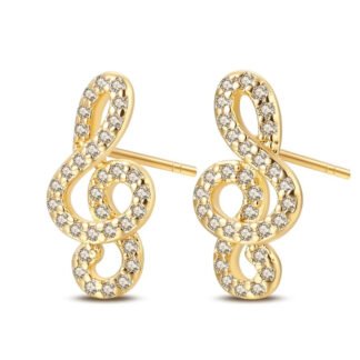Music Note Gold Silver Stud Earrings