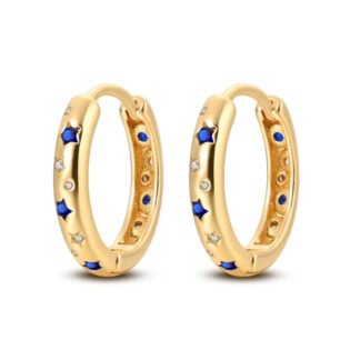 Crystal Star Silver Hoop Earrings