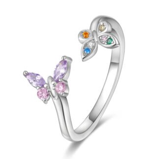 Crystal Butterfly Silver Ring