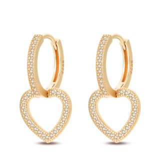 Hearts Silver Hoop Earrings