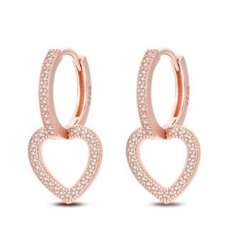 Hearts Silver Hoop Earrings