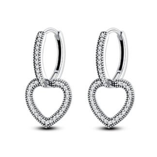 Hearts Silver Hoop Earrings