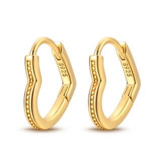 Crystal Heart Silver Hoop Earrings