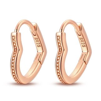 Crystal Heart Silver Hoop Earrings