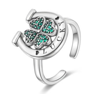 Lucky Clover Leaf Silver Ring