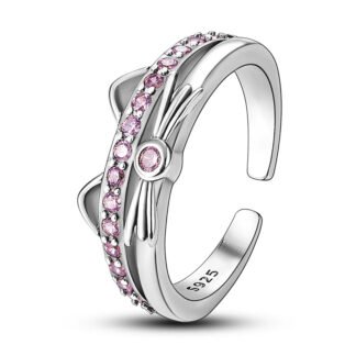 Crystal Cat Silver Ring