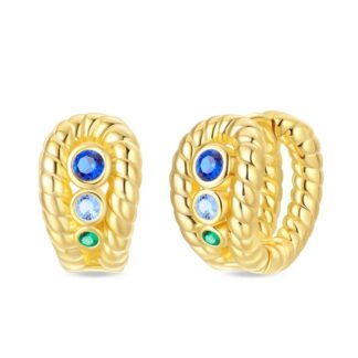 Crystal Gold Silver Hoop Earrings