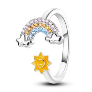 Rainbow Sun Silver Ring