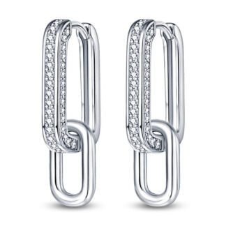 Geometric Silver Hoop Earrings