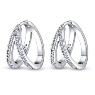 Geometric Silver Hoop Earrings