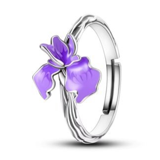 Iris Flower Silver Ring