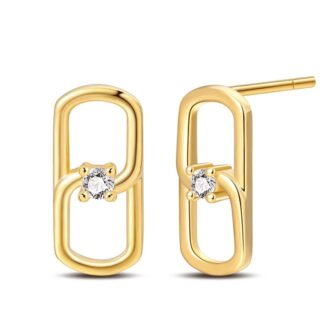 Geometric Gold Silver Stud Earrings