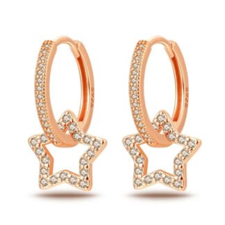 Crystal Star Silver Hoop Earrings