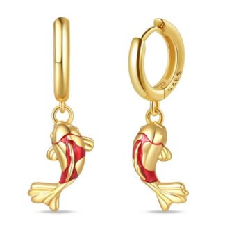 Fish Gold Silver Hoop Earrings