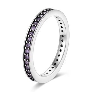 Purple Crystal Silver Ring