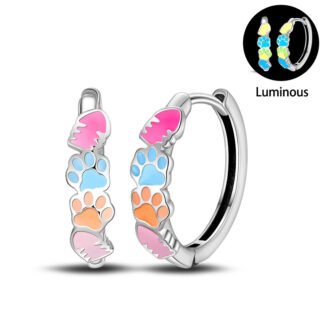 Pet Paw Silver Hoop Earrings