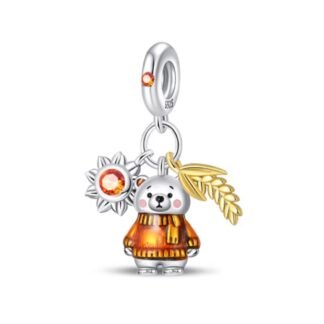 Autumn Bear Leaf Charm