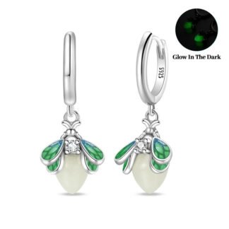 Crystal Bee Silver Hoop Earrings