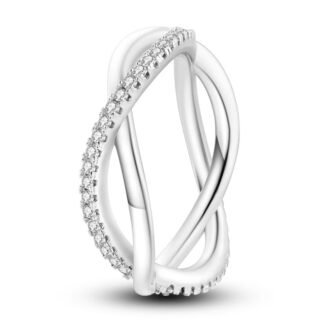 Crystal Criss Cross Silver Ring
