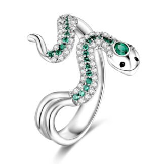 Green Snake Silver Ring