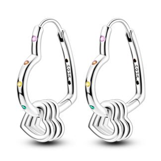Heart Silver Hoop Earrings