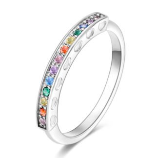Rainbow Crystal Silver Ring