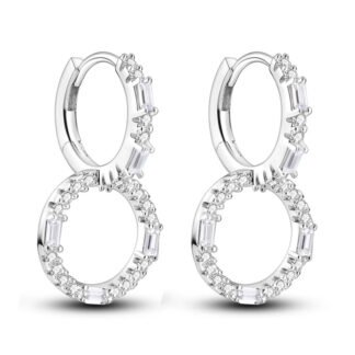 Crystal Hoop Silver Hoop Earrings