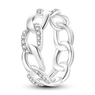 Crystal Link Silver Ring