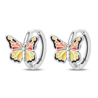 Butterfly Silver Hoop Earrings
