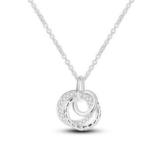 Crystal Moon Round Silver Necklace