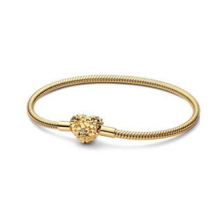 Gold Flower Heart Charm Bracelet