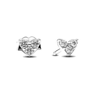 Crystal Heart Silver Stud Earrings