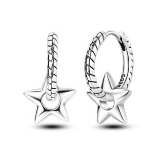 Star Silver Hoop Earrings