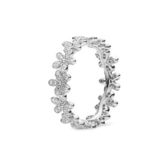 Crystal Flower Silver Ring