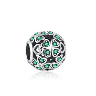 Emerald Green Black Classy Lucky Clover Charm