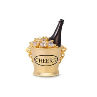 Golden Champagne Bottle in Ice Bucket Charm