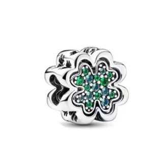 Silver Emerald Green Lucky Clover Mould Charm
