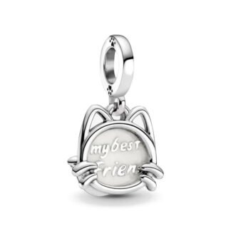 Silver Cat Head "my best Frien" Charm