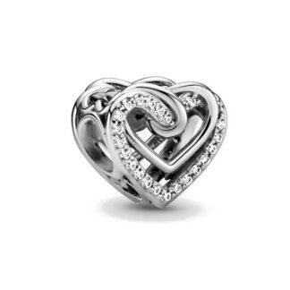 Silver Interlocking Hearts Charm