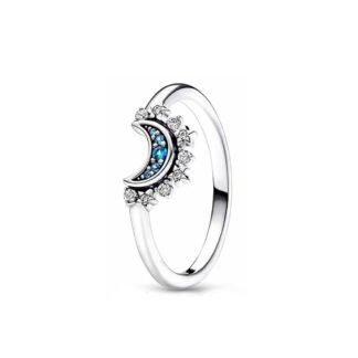 Crystal Moon Silver Ring