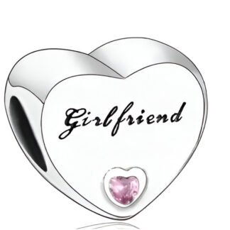 Silver Heart Girlfriend Pink Charm