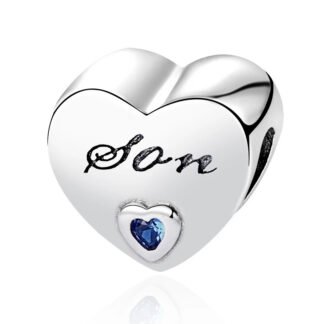 Silver Heart Son Blue Charm