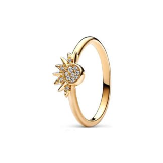 Crystal Sun Gold Silver Ring