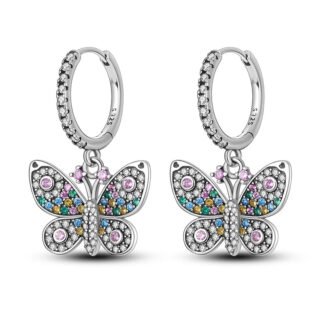 Butterfly Silver Hoop Earrings