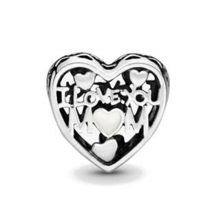 Silver Heart "I LOVE YOU MOM" Charm