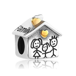 Silver Yellow Hearts Family Home Charm