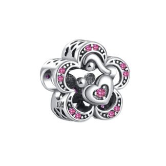 Flower with Pink Gems Charm