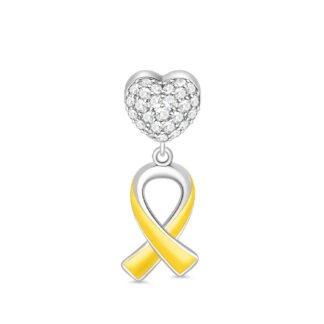 Gem Heart Yellow Tip Ribbon Charm